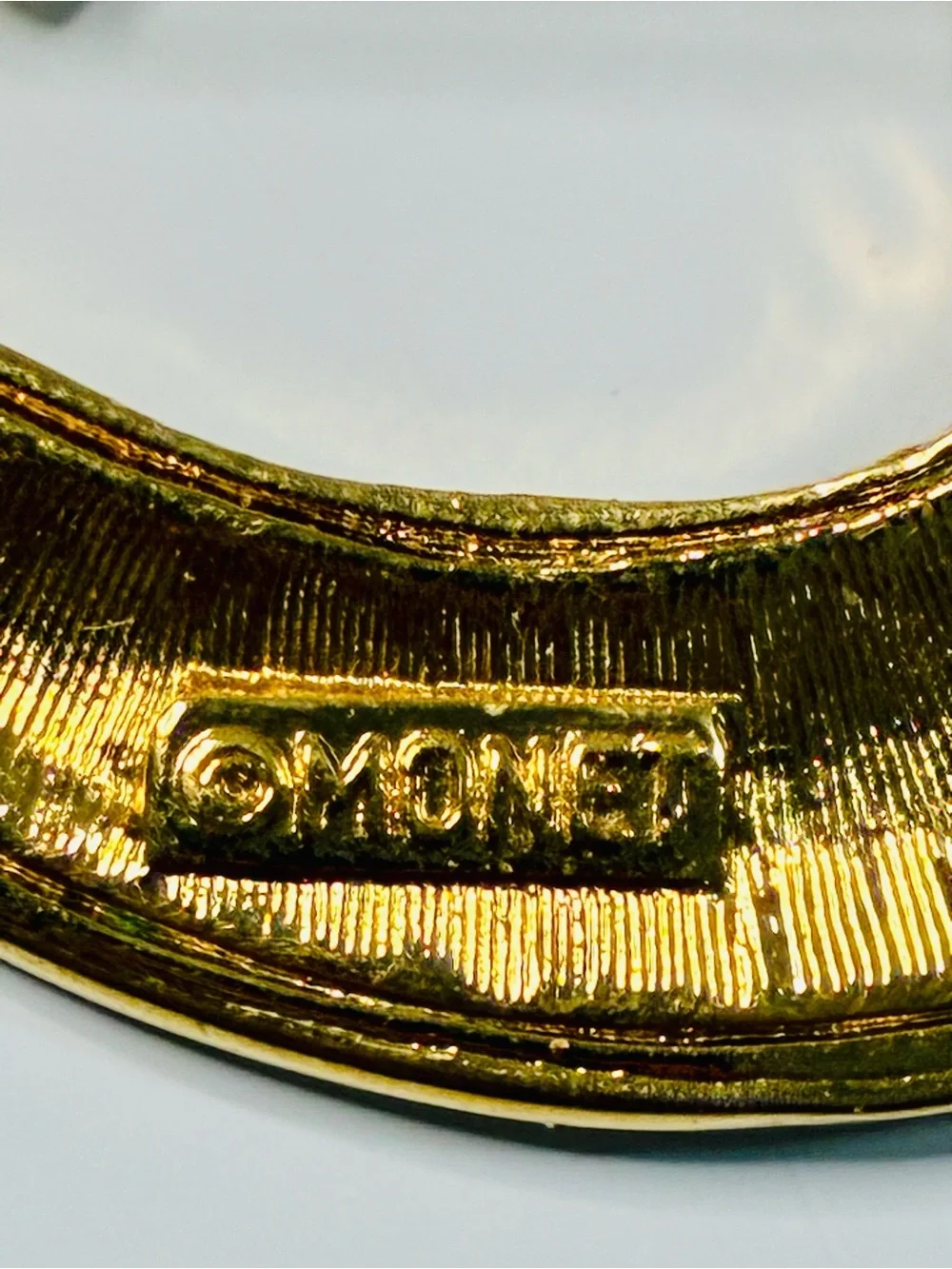 VTG 80s Monet Gold and Black Swirl Enamel Minimalist Brooch
